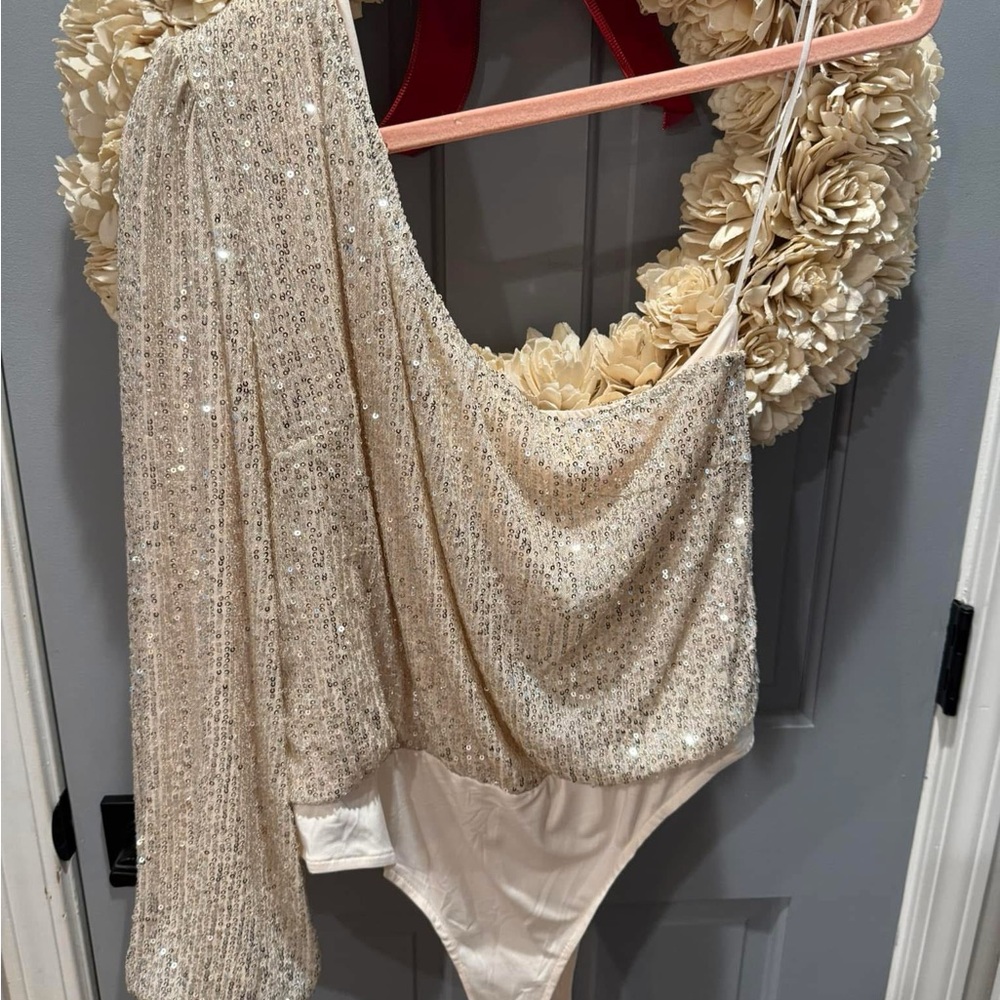 Sequin One-Shoulder Bodysuit